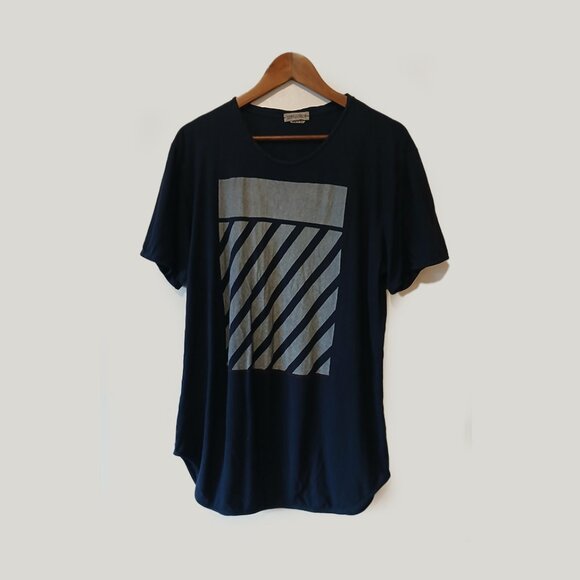 DANIELE ALESSANDRINI - Graphic striped t-shirt - Sz XL (fits L) - Picture 1 of 7